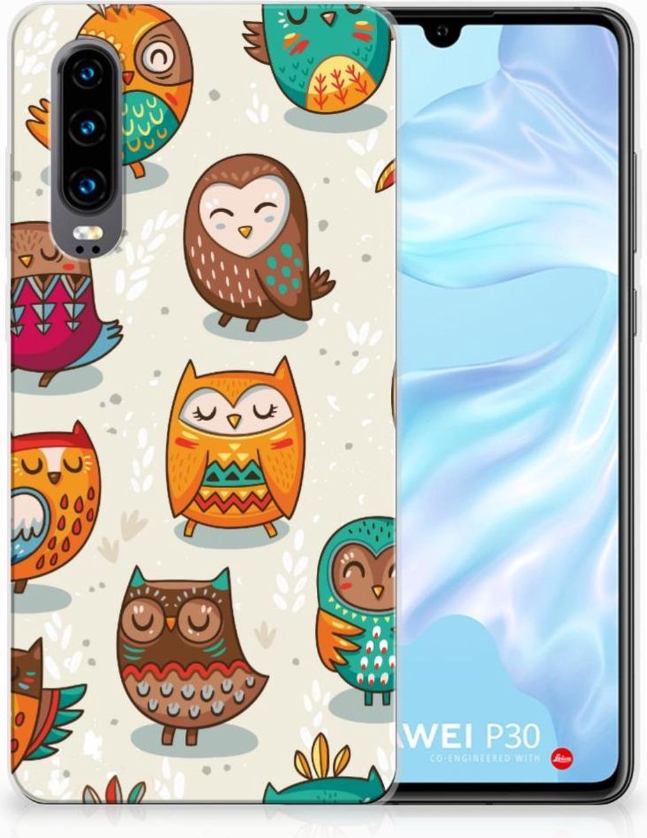 Huawei P30 TPU Hoesje Vrolijke Uilen