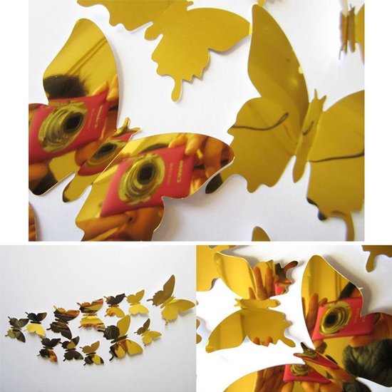 3D Vlinders Muursticker - Gouden