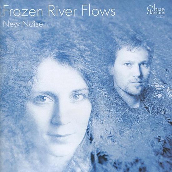 Albumcover met de tekst "Frozen River Flows" en "New Noise". Twee personen, een vrouw op de voorgrond en een man op de achtergrond, met een blauw, ijzig decor.