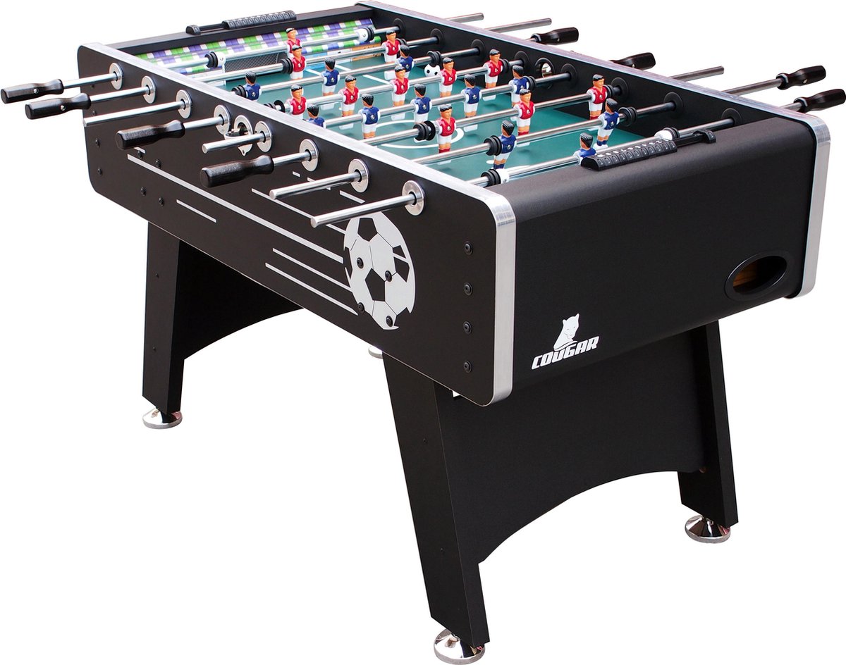 Cougar Arena voetbaltafel in zwart Tafelvoetbal tafel incl. 4 ballen en scoreteller