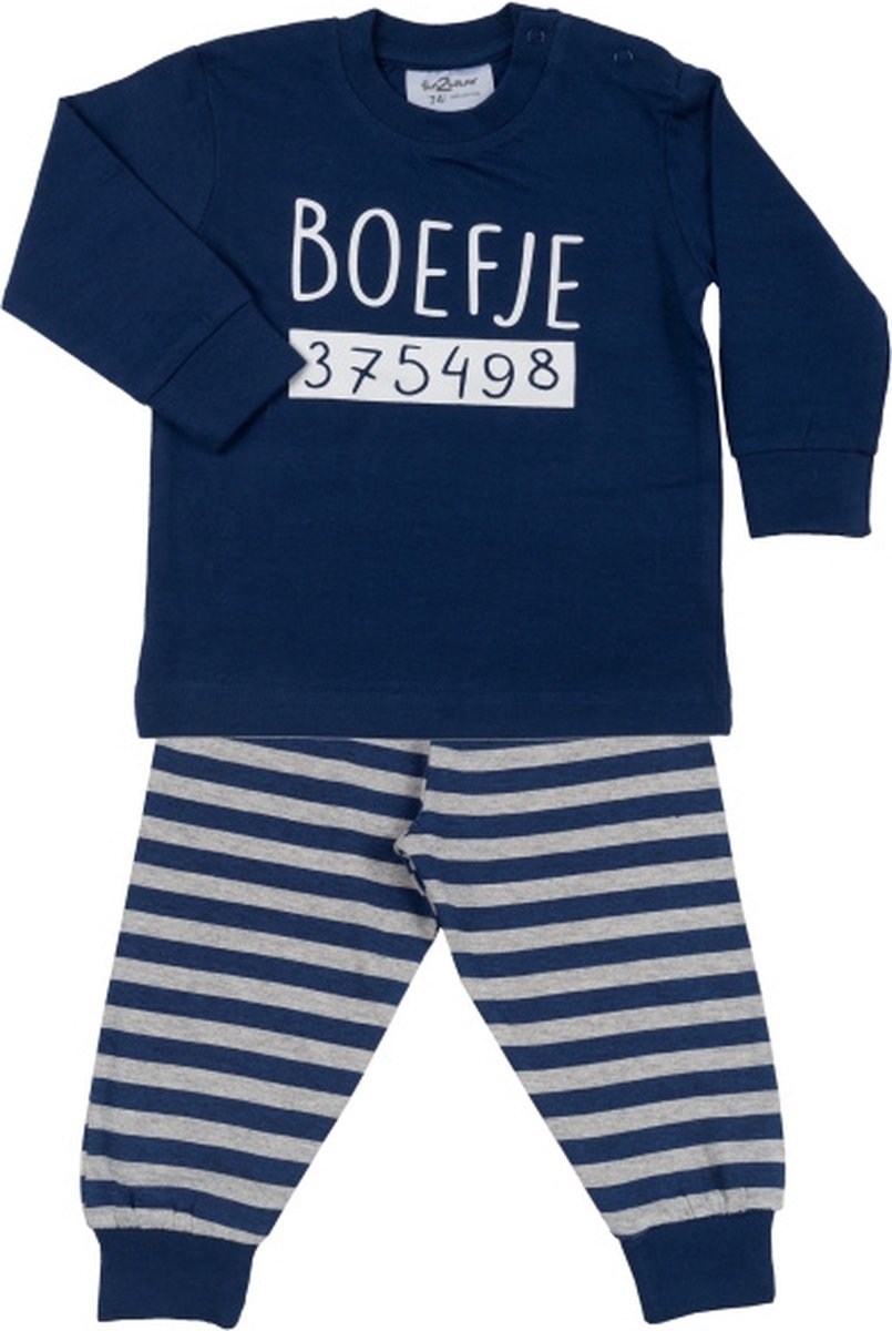 Fun2Wear Boefje Baby/Peuter/Kleuter/Kinderpyjama - Navy - Maat 122/128