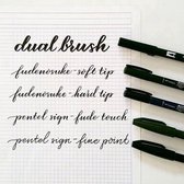6 stuks Kwaliteits Handlettering Brush/Pennen + 20 Vel Wit Handlettering Karton + 1 Blender + een Etui.
