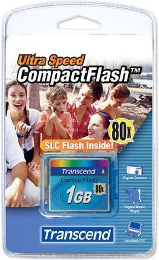 Transcend 80x CompactFlash Card 1GB flashgeheugen