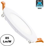 LED Downlighter Slim 6w, 425 Lumen, 6000K Daglicht Wit, Wit, Aluminium Body, Gatmaat Φ110mm