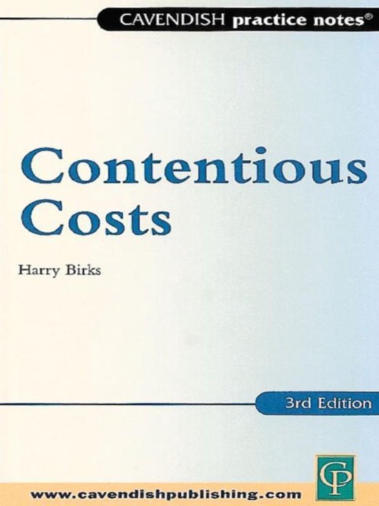 Practice Notes on Contentious Costs - cover
