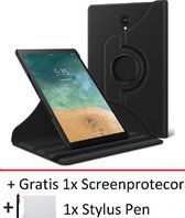 360 Graden Draaibare Smart Cover Hoes Geschikt Voor Samsung Galaxy Tab A 10.5 Inch (2018) T590/T595 - Flip Stand Book Case Draaibaar - Zwart