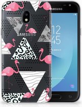 Geschikt voor Samsung Galaxy J3 2017 TPU Siliconen Hoesje Flamingo Triangle