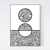 A4 - Terrazzo Poster Sun Zwart Wit - Abstract Moderne Design Print