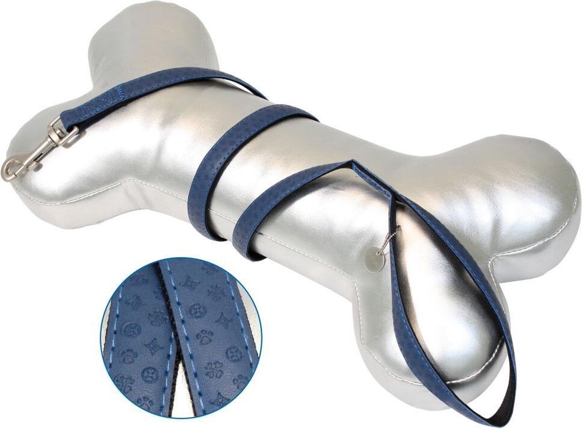 CROCI My Lord Hondenlijn / Hondenriem - Eco leder-Nylon - Navy - Breedte: 20 mm - Lengte: 120 cm