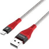 Micro Oplaadkabel + Datakabel - Micro USB Kabel - 1.2 Meter - 2.4A Snellader - Anti-kabelbreuk - Zwart&Rood