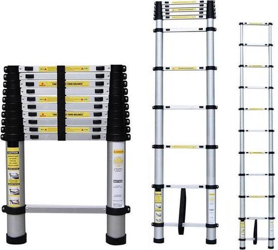 zwavel Verdorren navigatie Telescopische ladder aluminium - telescoopladder - lichtgewicht - tot 3.2 m  | bol.com