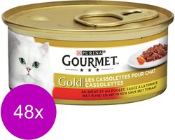 Gourmet Gold Cassolettes 85 g - Kattenvoer - 48 x Rund&Tomaat