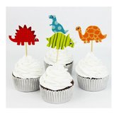 Cupcake Toppers | Dinosaurus | Taartversiering | Cocktailprikkers | 24 Stuks