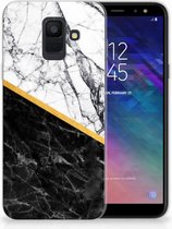 Geschikt voor Samsung Galaxy A6 (2018) Uniek TPU Hoesje Marble White Black