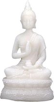 Boeddha beeld + Amrita vaas - 16 - Witte Albast - Polyresin