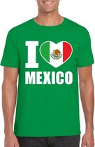 Groen I love Mexico fan shirt heren S