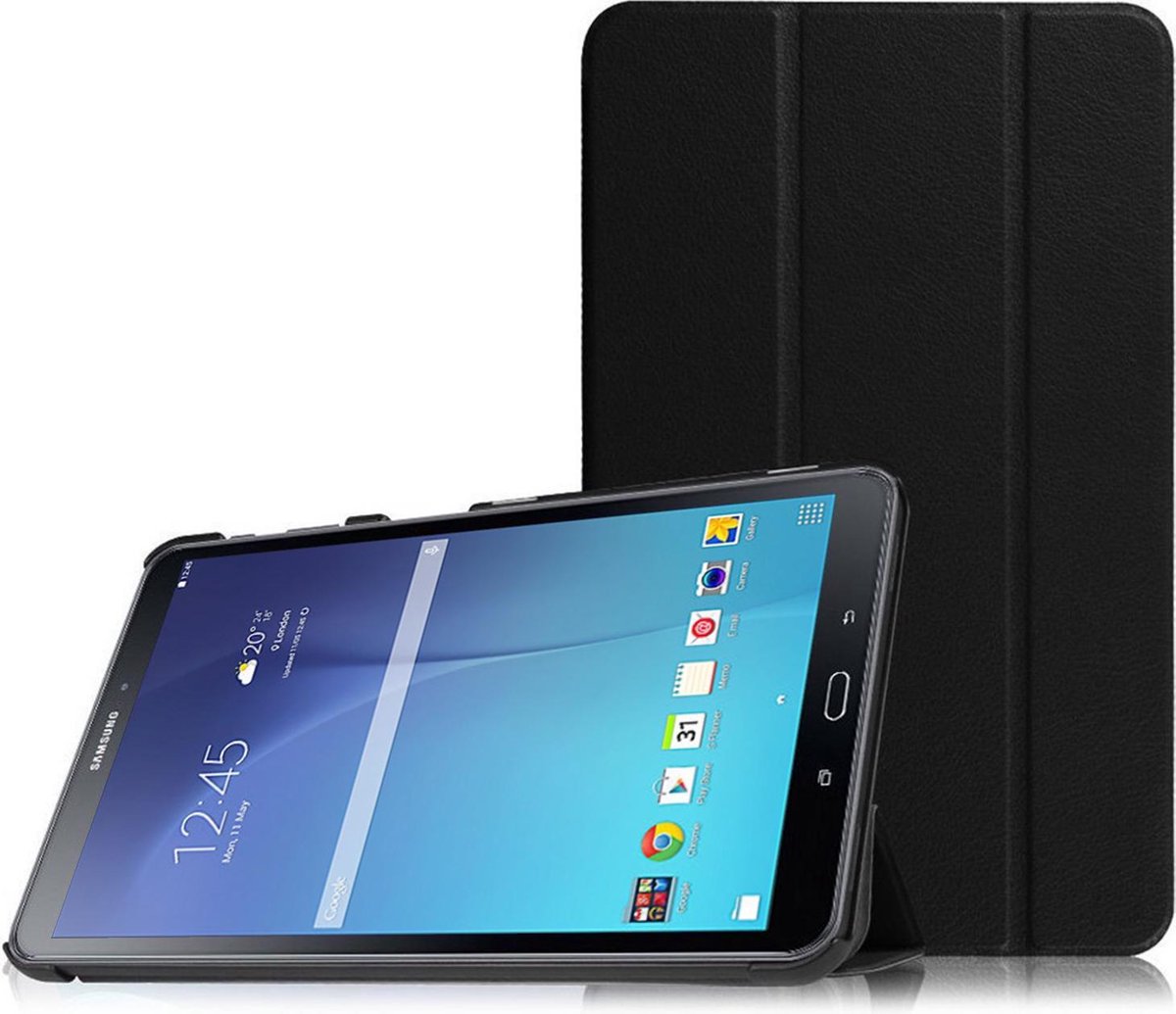 Samsung Galaxy Tab E 9.6 (T560) Hoes Book Case Tri Fold Zwart Hoesje Cover van iCall Samsung Galaxy Tab E 9.6 (T560) Hoes Book Case Tri Fold Zwart Hoesje Cover van iCall