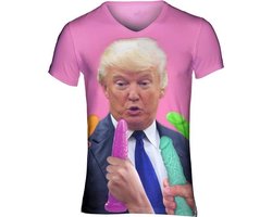 Trump lult er op los festival shirt - Maat M V-hals - Festival shirt - Superfout - Fout T-shirt - Feestkleding - Festival outfit - Foute kleding -