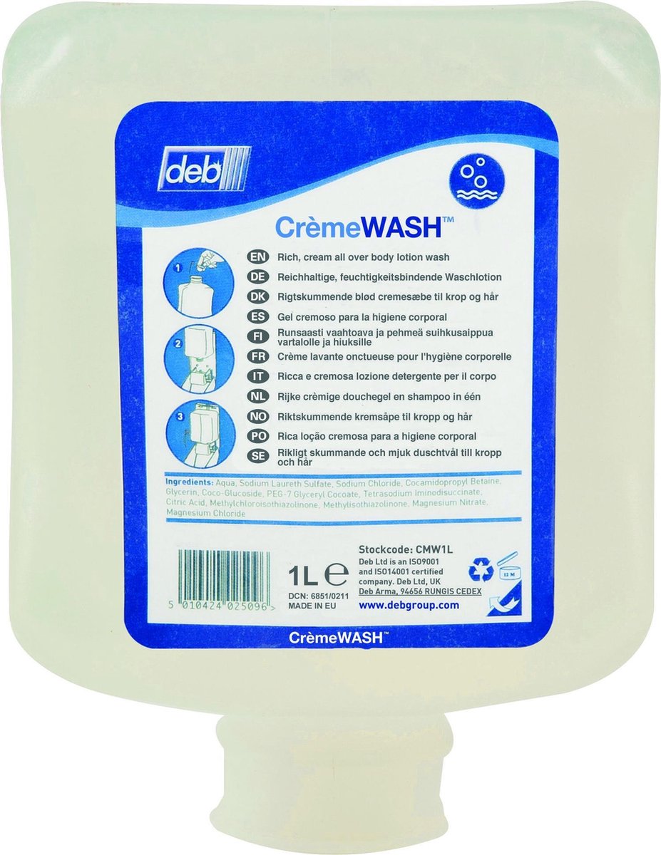 Deb Crème WASH 6x1liter cartridge (CMW1L)