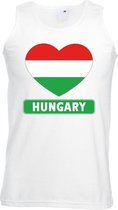 Hongarije hart vlag singlet shirt/ tanktop wit heren S