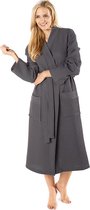 Wafel badjas voor sauna antraciet XL - sauna badjas unisex - biologisch katoen - wafel badjas katoen