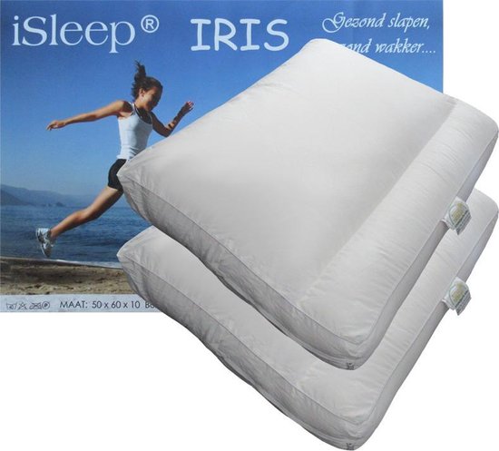 iSleep Iris oreiller Set (2 pièces) - Box oreiller avec support cervical - Dreampearls - 50x60x10 cm - Wit