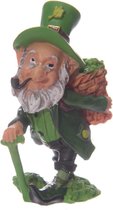 Ierse St Patrick’s Day Gelukskabouter met Rugmand Klaverbladen - Leprechaun Geluksbeeldje Ierland