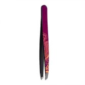 BeautyTools Epileerpincet PRECISION - Pincet met Schuine Bek Voor Wenkbrauwen - Purple Henna - Tweezers (9.5 cm) - Inox (BT-1918)