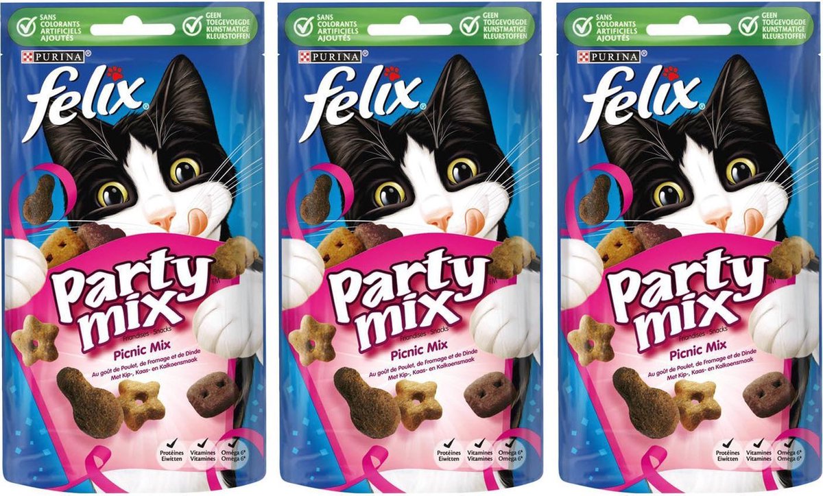 FELIX - Kattensnack - Party Mix Picnic - 60 gr - Per 3 zakjes