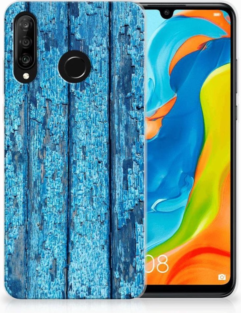 Huawei P30 Lite Bumper Hoesje Wood Blue