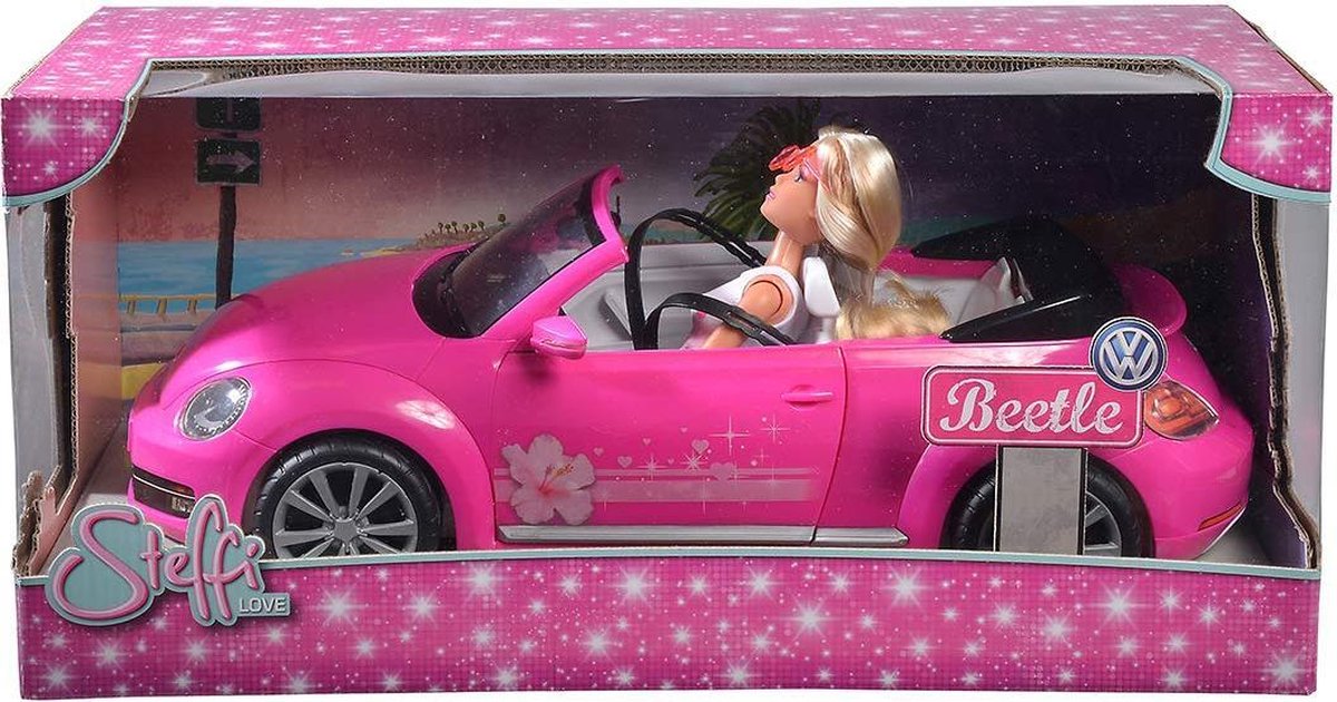 Pop Steffi Love Cabriolet New Beetle 45 cm Auto Roze | bol