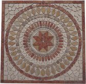 Mozaiek tegel medallion - 60 x 60 cm - rood creme beige 024