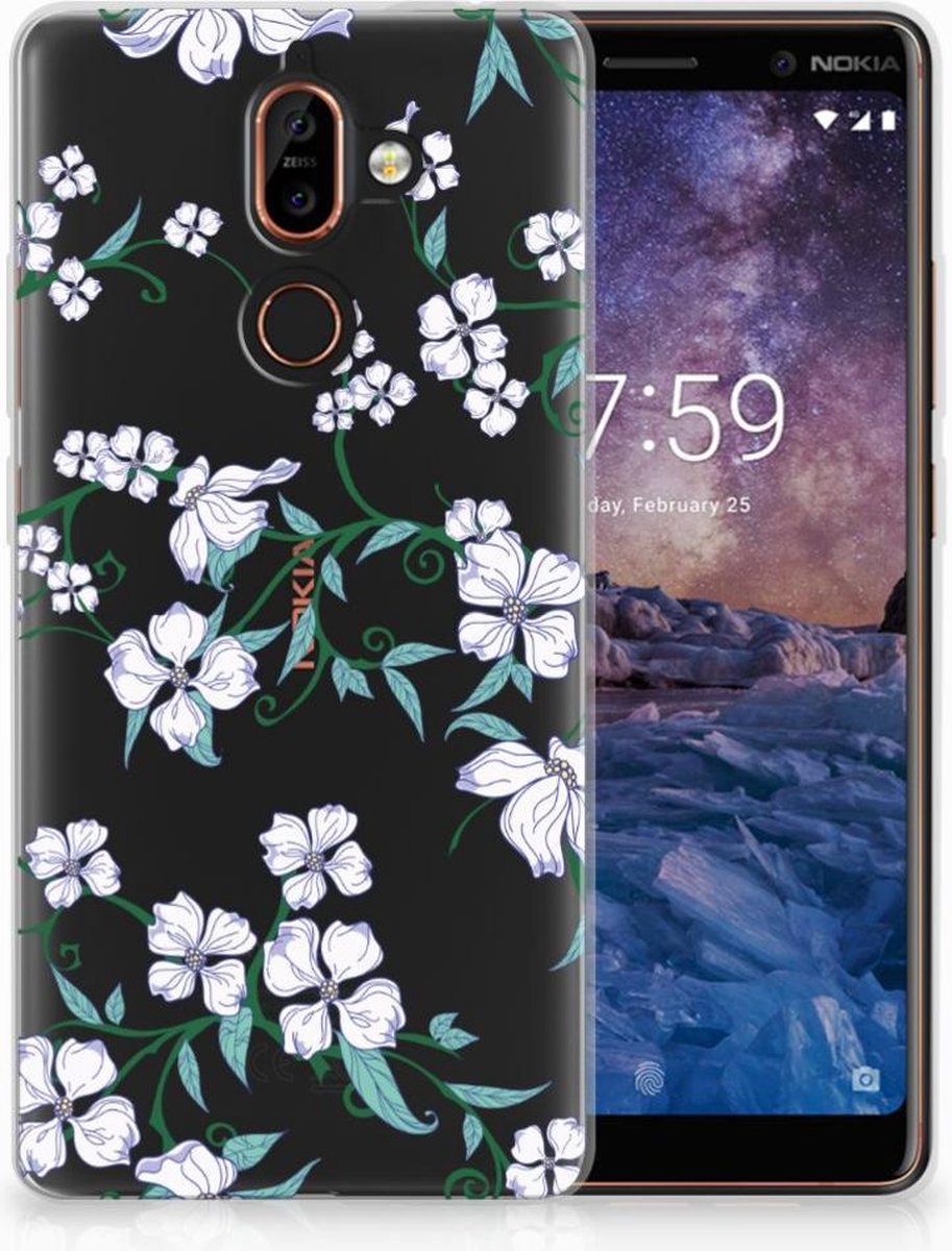 Back Cover voor Nokia 7 Plus Uniek TPU Case Blossom White
