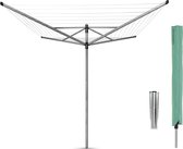 Brabantia Lift-O-Matic Droogmolen - 60 m - met Grondanker en Beschermhoes - Metallic Grey
