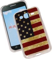 Amerikaanse Vlag TPU Cover Case voor Samsung Galaxy J2 Hoesje