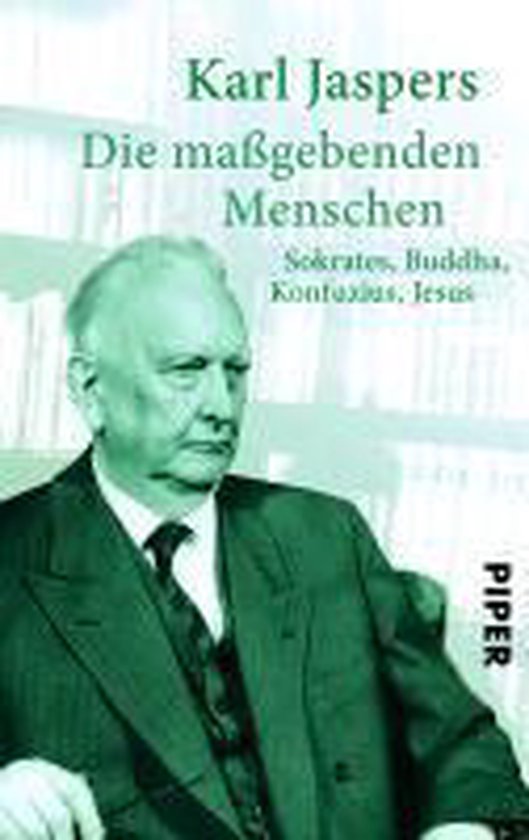 Boek 'Die maßgebenden Menschen' van Karl Jaspers met een portret van Karl Jaspers.