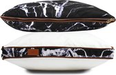 Imoha COMBI DEAL - Plaid Pillow Black Marble & Sierkussen White Velvet