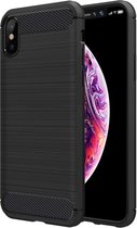 Geborsteld Hoesje voor Apple iPhone Xs Max Soft TPU Gel Siliconen Case Zwart iCall