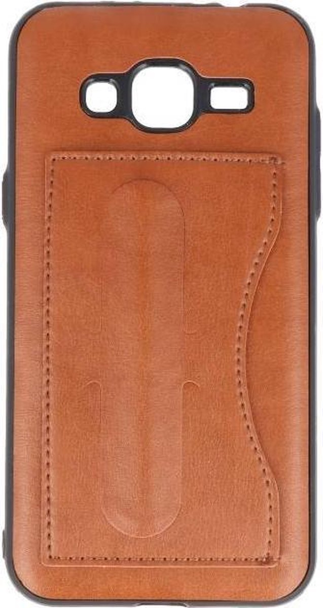 Standing TPU Wallet Case - Hoesje Geschikt voor Samsung Galaxy J3 / J3 2016 Bruin