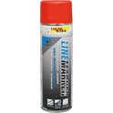 Spuitbus 'Linemarker' met rode dop en tekst in wit en grijs. Het blik heeft 'Linemarker' in grote blauwe letters.