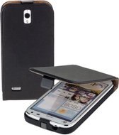 Lelycase Zwart Eco Leather Flip Case Cover Huawei Ascend G610