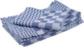 4x Handdoek, 65x65cm, blauw/wit, pak a 6 stuks
