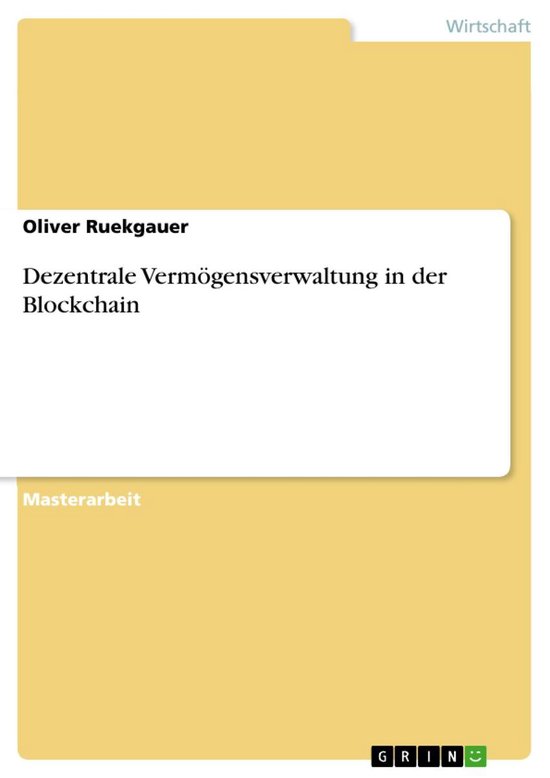 Dezentrale Vermögensverwaltung in der Blockchain - cover