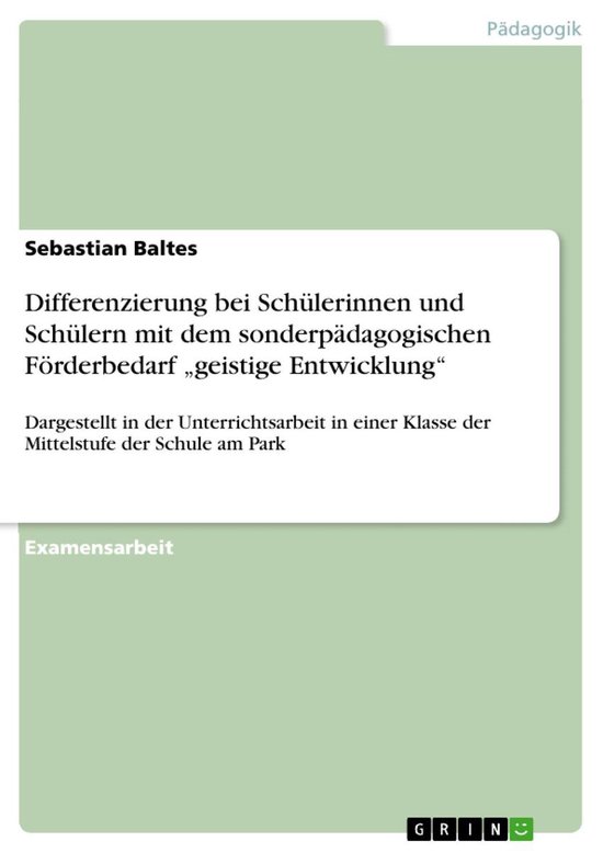 Differenzierung bei Schülerinnen und Schülern mit dem sond ... - cover