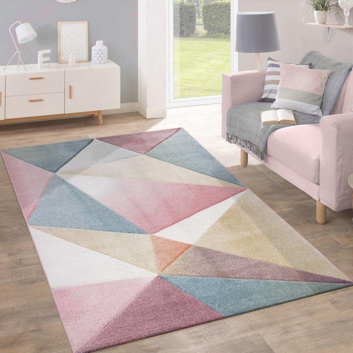 Paco Home Vloerkleed Laagpolig Modern Trendy Pastelkleuren Geometrisch Design Inspiratie Multi 70x250 cm