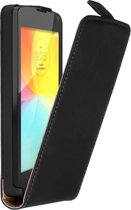 Lederen Zwart LG L Fino Flip Case Cover Hoesje