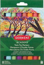Derwent Marker Twin Tip Academy Chisel - 8 Markers - Diverse Kleuren
