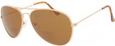 Icon Eyewear IBC317 Aviator Bifocale zonneleesbril +1.00 - Goudkleurig frame, bruine glazen