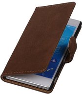 Bark Bookstyle Wallet Case Hoesjes voor Sony Xperia M4 Aqua Bruin