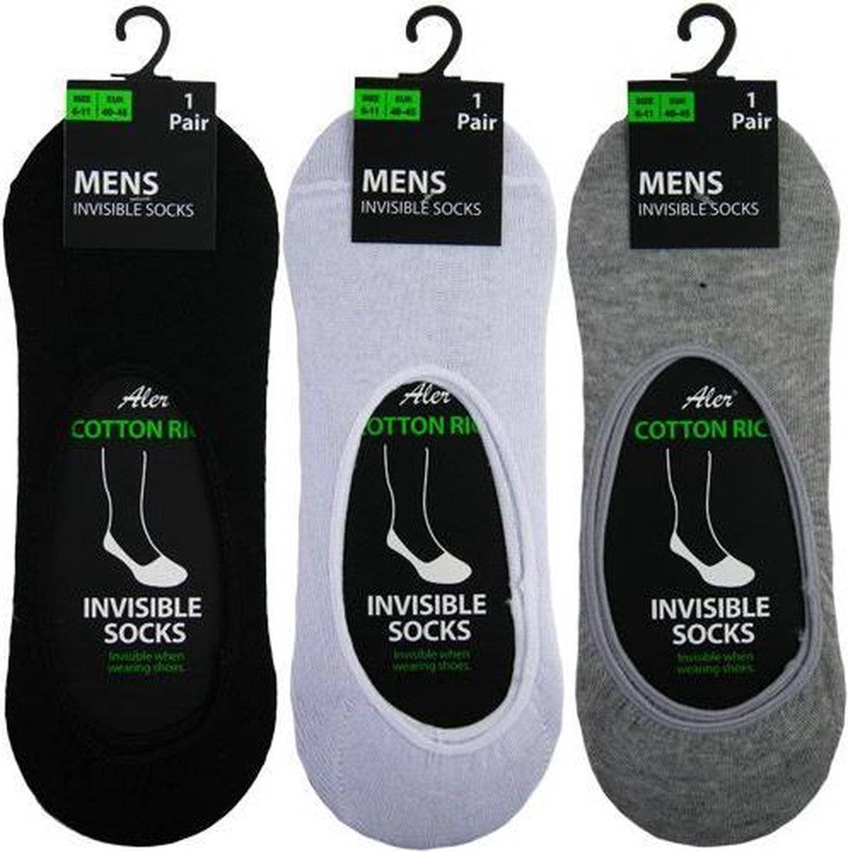 Heren invisible sneaker sokken - kousenvoetjes - set van 3 paar - maat 40  tot 45 | bol.com
